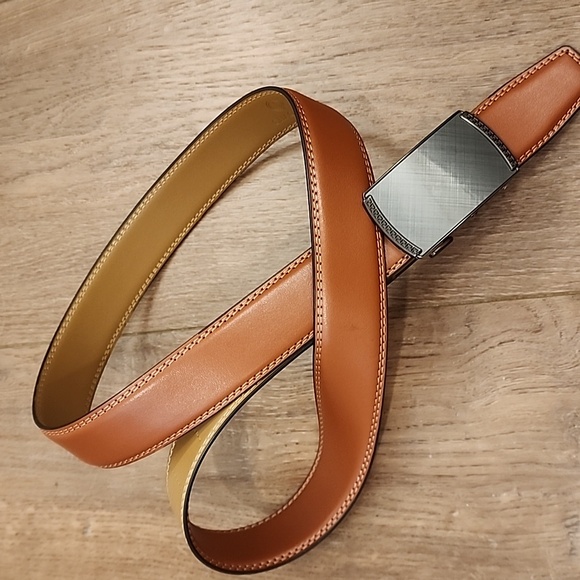 CHAOREN Leather Ratchet Belt Men'S Customizable Fit Sizes 28 to 38 Cognac Brown - Picture 3 of 11